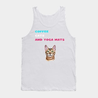 Coffee cats and yoga mats funny yoga and cat drawing Tank Top